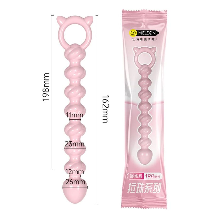 Chuỗi Hạt Kích Thích Hậu Môn Meleon Size 198mm Màu Hồng chính hãng - chất liệu an toàn cho da, dễ vệ sinh, êm ái khi dùng - giao hàng che tên kín đáo