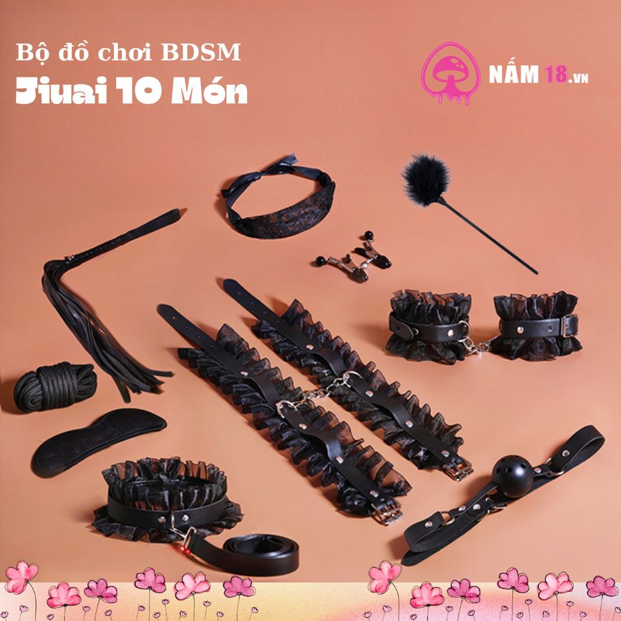 Bộ Dụng Cụ Jiuai Set 10 Món BDSM chính hãng - chất liệu an toàn cho da, dễ vệ sinh, êm ái khi dùng - giao hàng che tên kín đáo