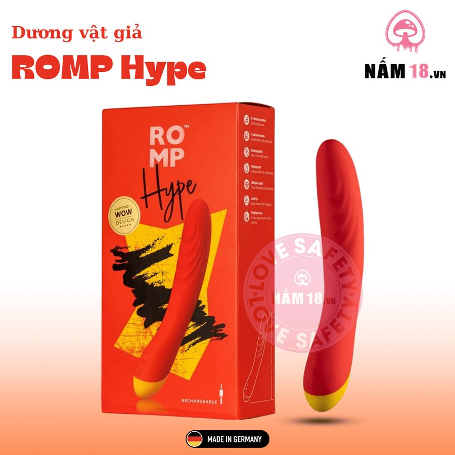 Dương Vật Giả ROMP Hype 6 Chế Độ Rung chính hãng - chất liệu an toàn cho da, dễ vệ sinh, êm ái khi dùng - giao hàng che tên kín đáo