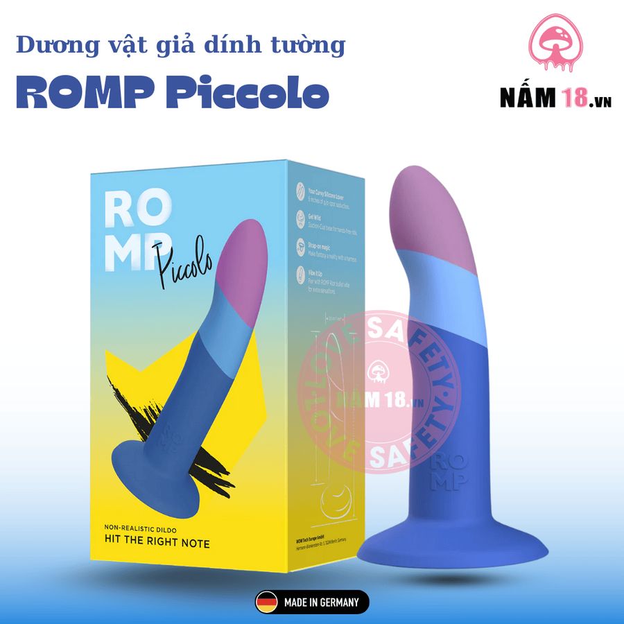 Dương Vật Dính Tường ROMP Piccolo chính hãng - sạc USB, silicone mềm mại, chất liệu an toàn cho da - giao hàng che tên kín đáo