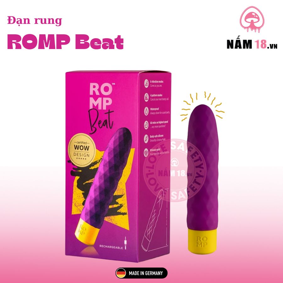Đạn Rung ROMP Beat chính hãng - chất liệu an toàn cho da, dễ vệ sinh, êm ái khi dùng - giao hàng che tên kín đáo