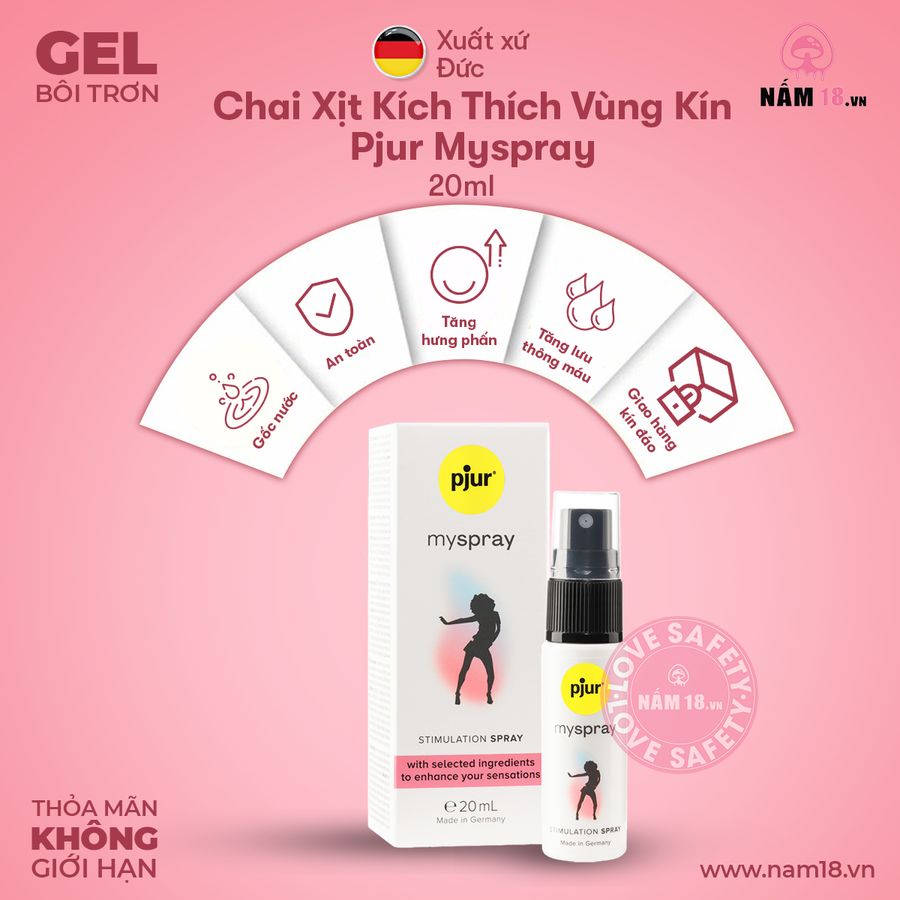 Chai Xịt Kích Thích Vùng Kín Pjur Myspray chính hãng - dịu nhẹ an toàn cho da, dễ rửa sạch, dùng được cho mọi loại da - giao hàng che tên kín đáo