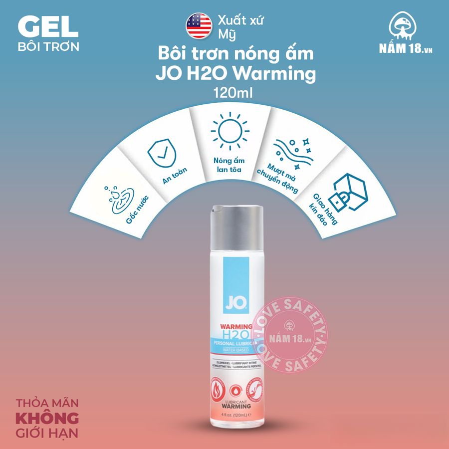 Gel Bôi Trơn Nóng Ấm Jo H2O Warming chính hãng - dịu nhẹ an toàn cho da, dễ rửa sạch, dùng được cho mọi loại da - giao hàng che tên kín đáo