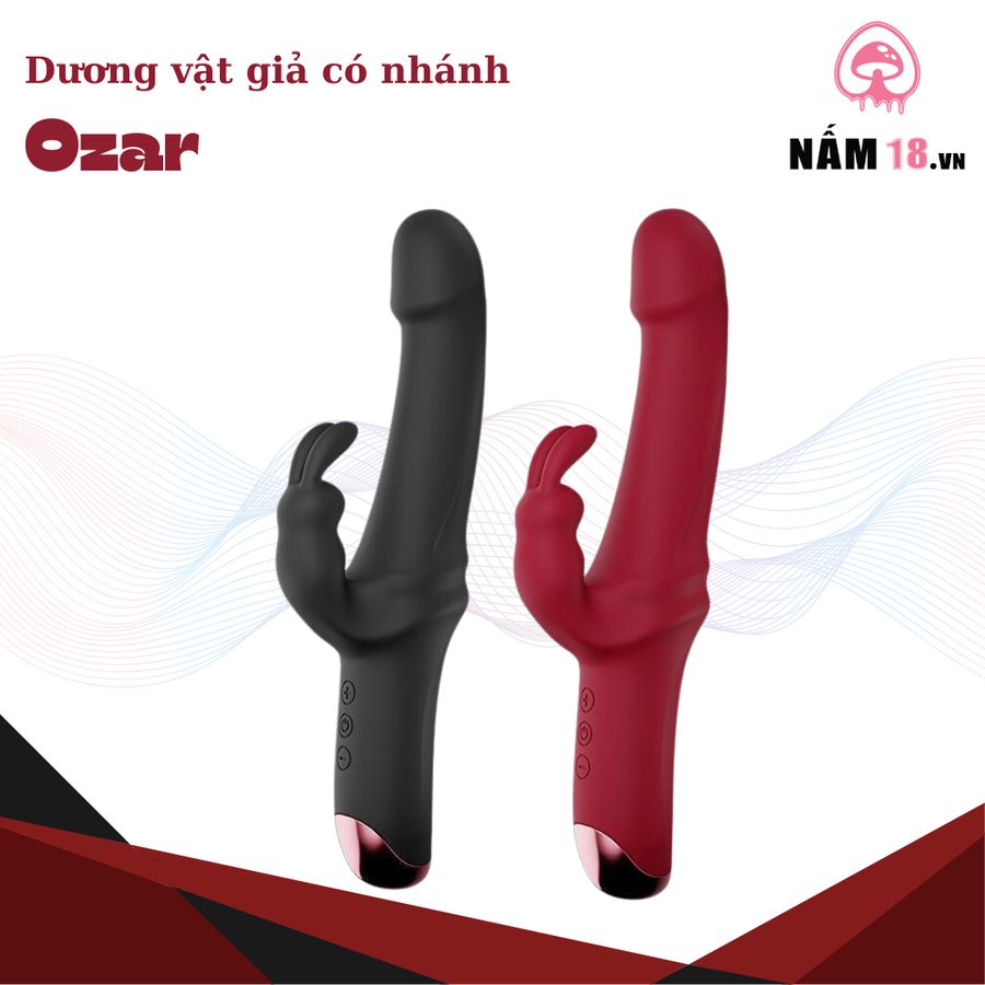 Dương Vật Giả Ozar Có Nhánh 10 Chế Độ Rung chính hãng - chất liệu an toàn cho da, dễ vệ sinh, êm ái khi dùng - giao hàng che tên kín đáo