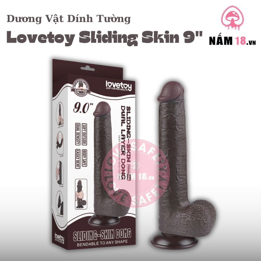 Dương Vật Dính Tường Siêu Mềm Lovetoy Sliding Skin Dong 9.0 chính hãng - sạc USB, silicone mềm mại, chất liệu an toàn cho da - giao hàng che tên kín đáo