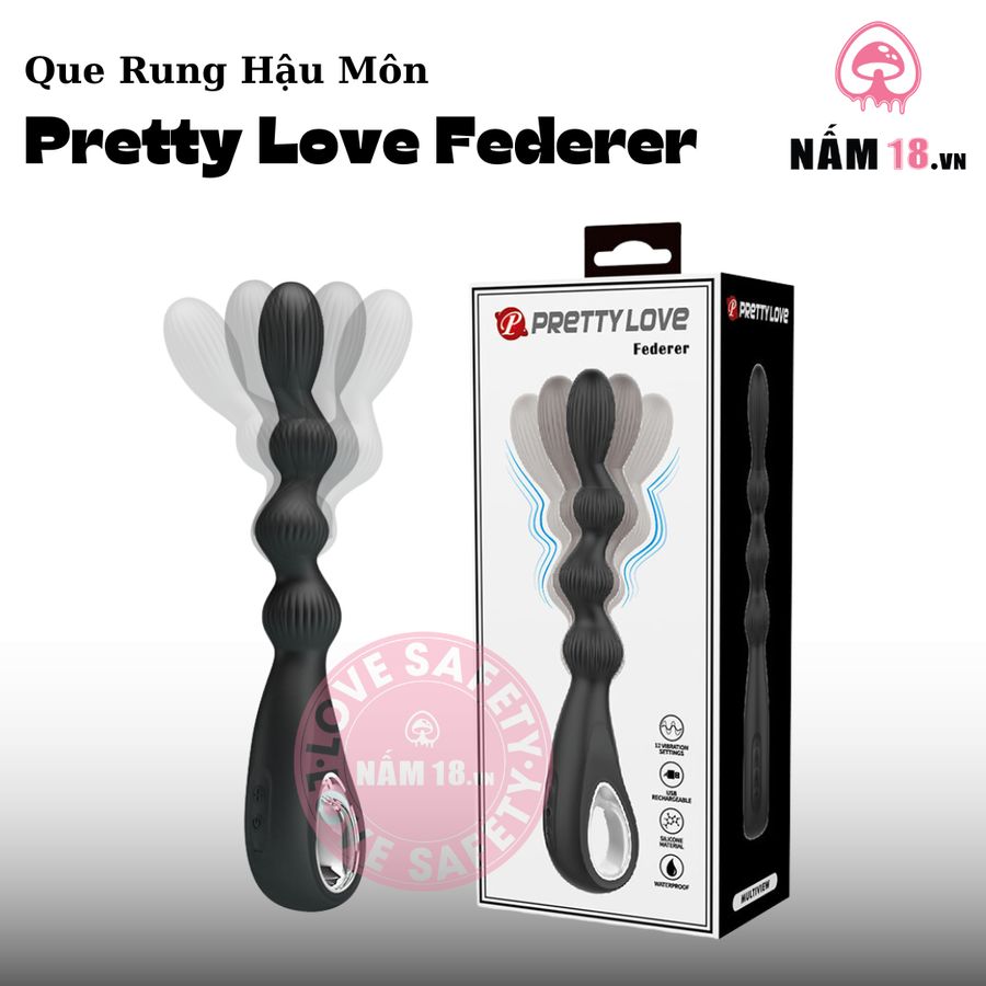 Que Rung Hậu Môn Pretty Love Federer chính hãng - 12 chế độ rung, sạc USB, silicone mềm mại - giao hàng che tên kín đáo