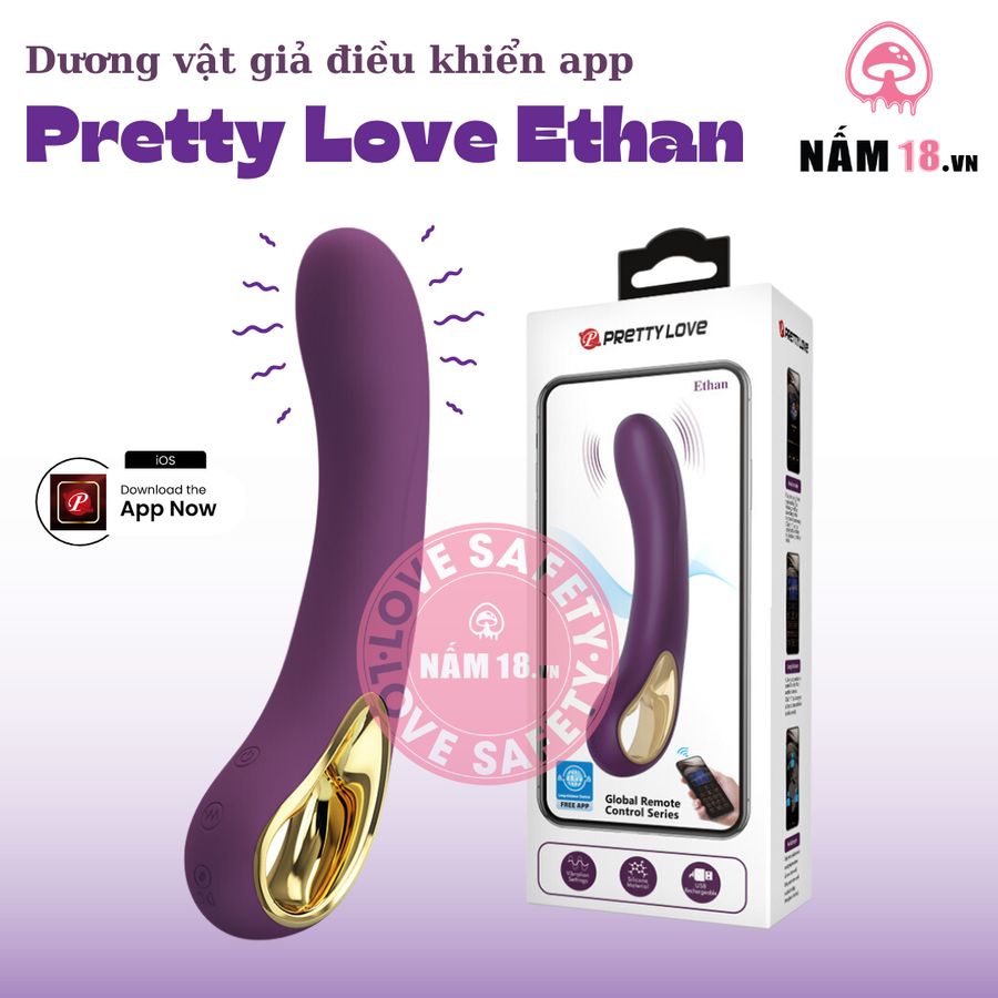 Dương Vật Giả Pretty Love Ethan Điều Khiển App chính hãng - sạc USB, silicone y tế, chất liệu an toàn cho da - giao hàng che tên kín đáo