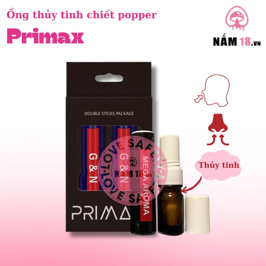 Ống Thủy Tinh Chiết Popper Primax chính hãng - hàng chuẩn nhập khẩu, nắp kín không bay hơi, dùng được nhiều lần - giao hàng che tên kín đáo
