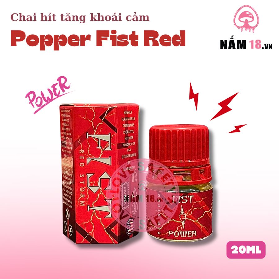Popper Fist Red Storm chính hãng - hàng chuẩn nhập khẩu, nắp kín không bay hơi, dùng được nhiều lần - giao hàng che tên kín đáo