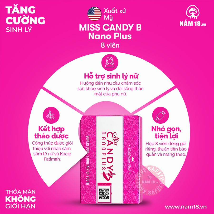 Kẹo Tăng Cường Sinh Lý Nữ Miss Candy B USA Viên Lẻ chính hãng - chất liệu an toàn cho da, dễ vệ sinh, êm ái khi dùng - giao hàng che tên kín đáo