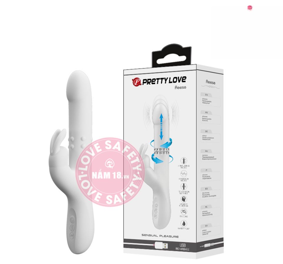 Dương Vật Giả Pretty Love Reesen 12 Chế Độ rung nhấp chuyển động đẩy tới và lui chính hãng - sạc USB, rung nhấp chuyển động đẩy tới và lui tự động, rung êm không tiếng động - giao hàng che t