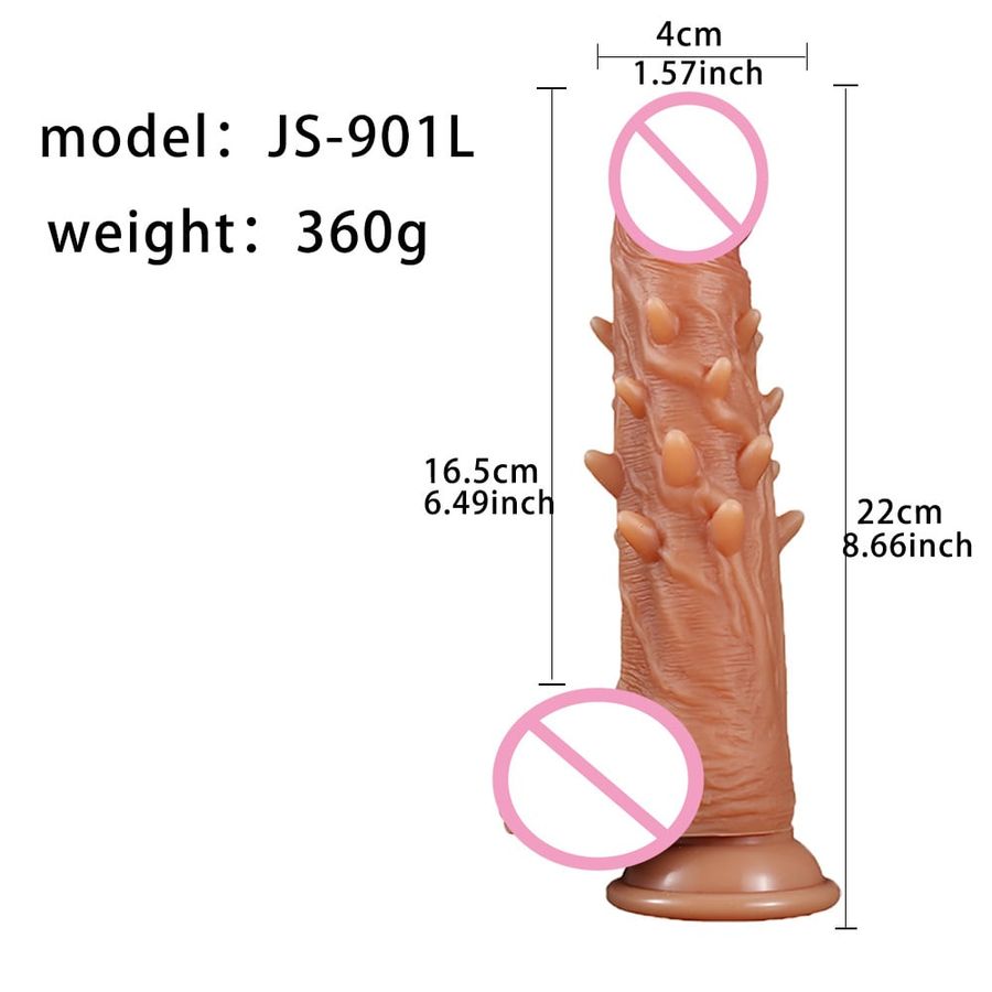 Dương Vật Dính Tường Juiai Gai Nổi Có Bìu Size M chính hãng - sạc USB, silicone mềm mại, chất liệu an toàn cho da - giao hàng che tên kín đáo