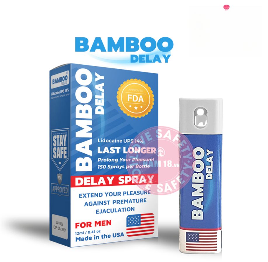 Chai Xịt Kéo Dài Thời Gian USA Bamboo Delay 14% Chai 12ml chính hãng - thấm nhanh không nhờn rít, dùng trước khi quan hệ, nhỏ gọn dễ mang theo - giao hàng che tên kín đáo