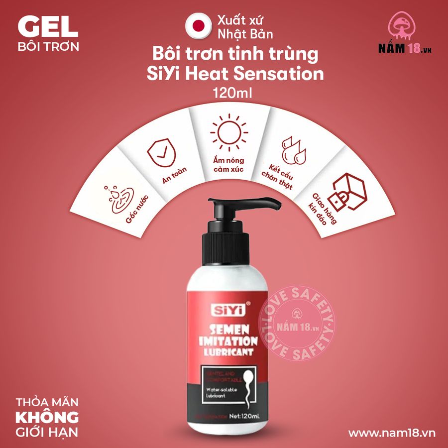 Gel Bôi Trơn Tinh Trùng SiYi Heat Sensation - Chai 120ml chính hãng - dung tích 120ml, dịu nhẹ an toàn cho da, dễ rửa sạch - giao hàng che tên kín đáo