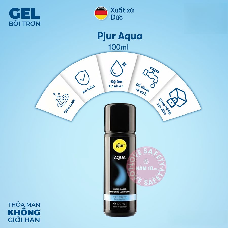 Gel Bôi Trơn Cao Cấp Pjur Aqua chính hãng - có dưỡng ẩm, dịu nhẹ an toàn cho da, dễ rửa sạch - giao hàng che tên kín đáo