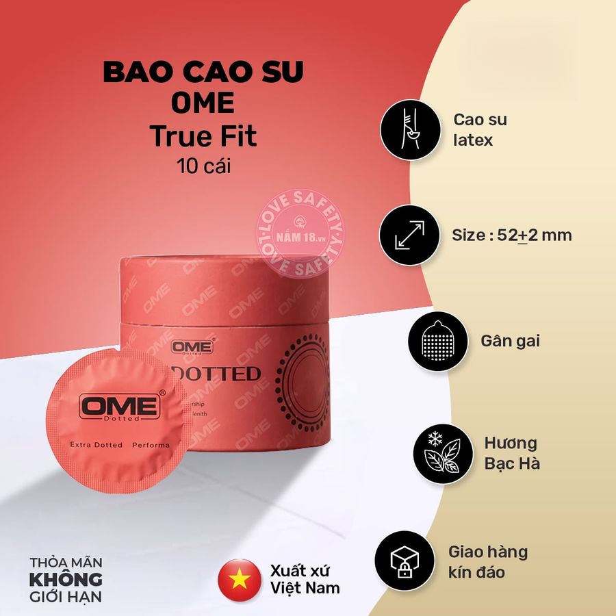 Bao Cao Su Gai Lớn Ome Dotted Hương Bạc Hà chính hãng - siêu mỏng 0.03mm, siêu mỏng, có gai nổi - giao hàng che tên kín đáo