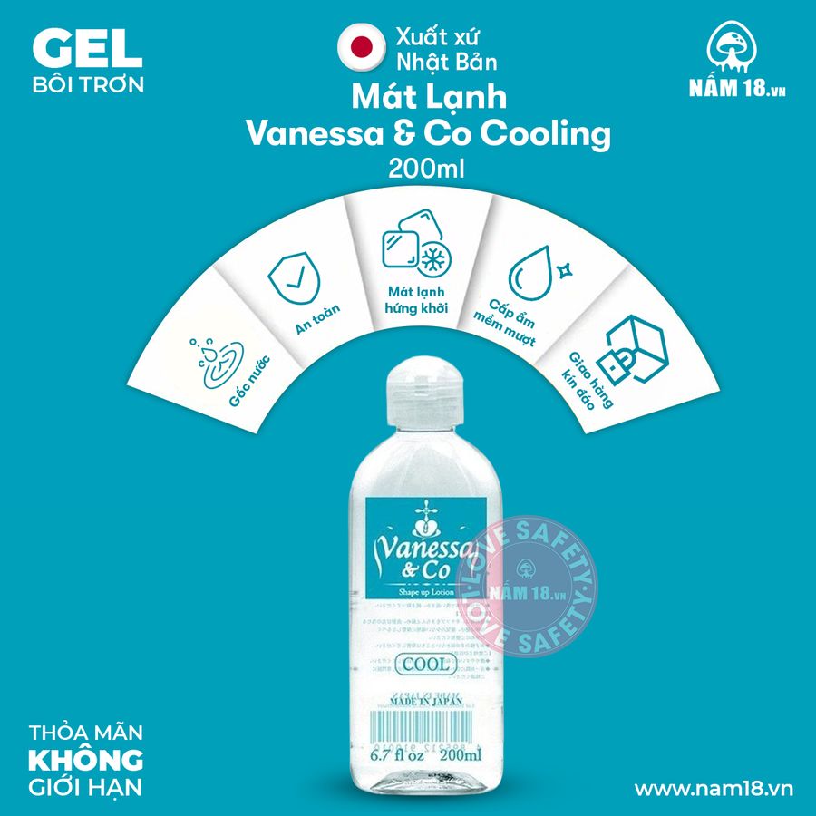 Gel Bôi Trơn Cấp Ẩm Vanessa & Co Cooling Mát Lạnh chính hãng - dịu nhẹ an toàn cho da, dễ rửa sạch, dùng được cho mọi loại da - giao hàng che tên kín đáo