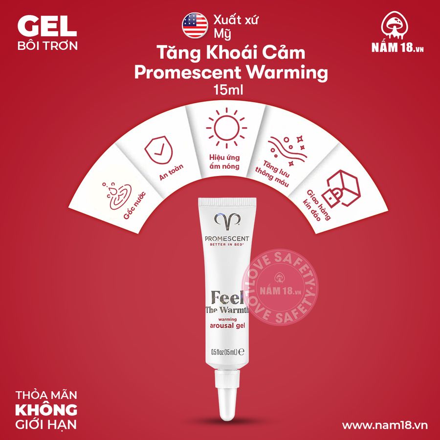 Gel Bôi Trơn Tăng Khoái Cảm Promescent Warming chính hãng - dịu nhẹ an toàn cho da, dễ rửa sạch, dùng được cho mọi loại da - giao hàng che tên kín đáo
