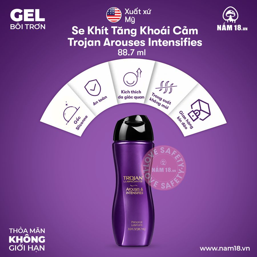 Gel Bôi Trơn Se Khít Tăng Khoái Cảm Trojan Chai 88ml chính hãng - dung tích 88ml, dịu nhẹ an toàn cho da, dễ rửa sạch - giao hàng che tên kín đáo