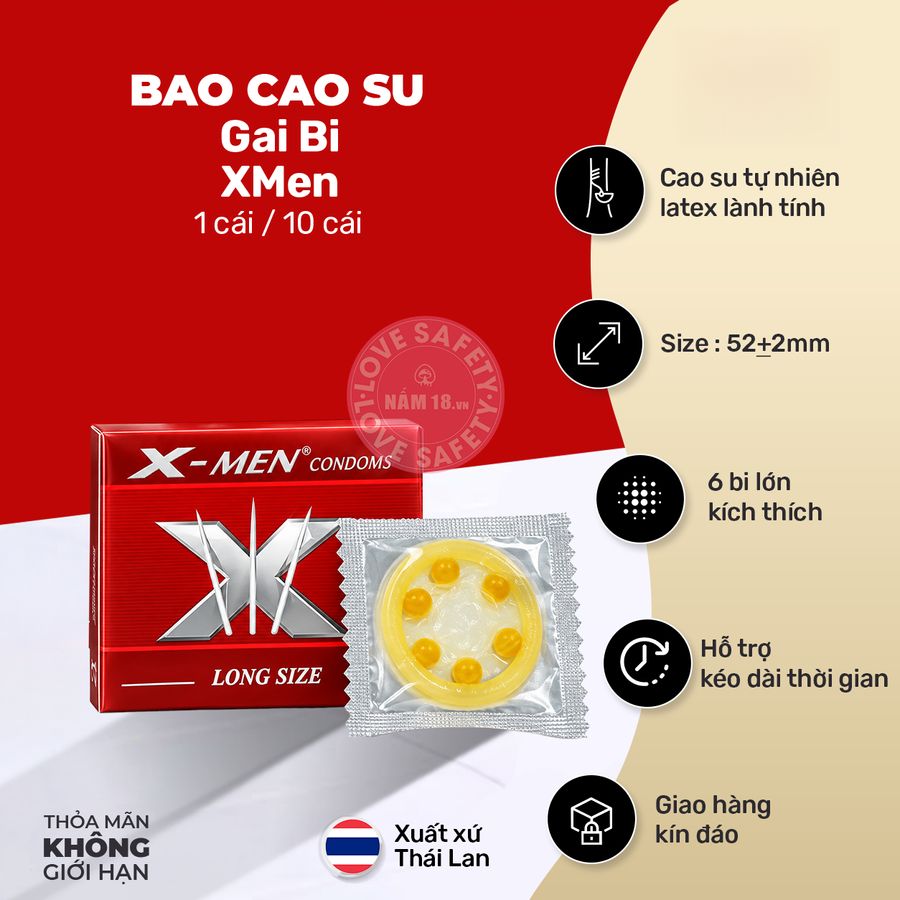 Bao Cao Su Gai Bi XMen Kéo Dài Thời chính hãng - có gai nổi, hỗ trợ kéo dài, có hương thơm - giao hàng che tên kín hàng có sẵn