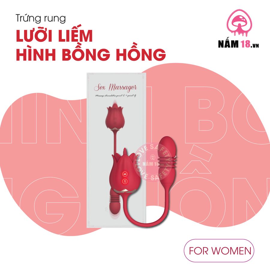 Trứng Rung Lưỡi Liếm Hình Bông Hồng rung nhấp chuyển động đẩy tới và lui 10 Chế Độ chính hãng - 10 chế độ rung, rung nhấp chuyển động đẩy tới và lui tự động, chất liệu an toàn cho da - giao 