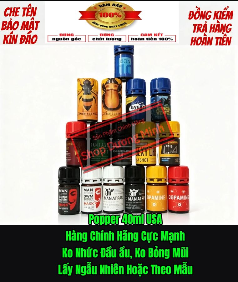 Chai Hít Kích Thích Hỗ Trợ Tình Dục Cho Nam Nữ, Popper 40ml USA, Hàng Nhập Khẩu Chính Hãng, Có Hộp Và Ko Hộp