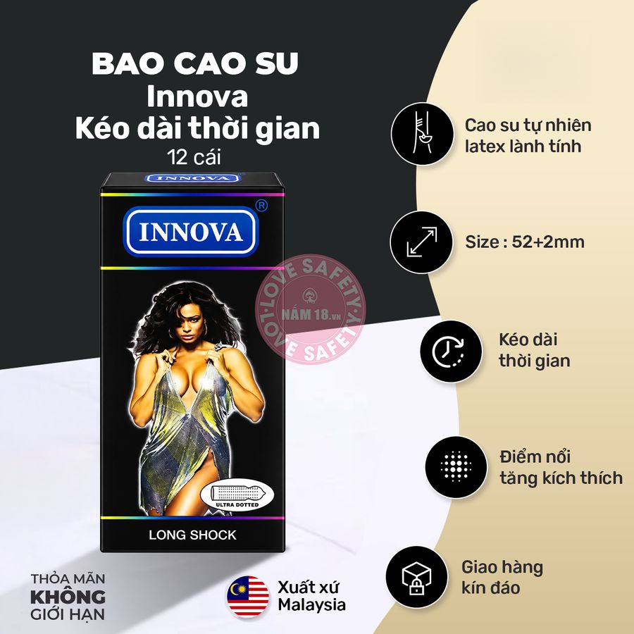 Bao Cao Su Kéo Dài Thời Gian, Điểm Nổi Innova chính hãng - siêu mỏng, hỗ trợ kéo dài, có hương thơm - giao hàng che tên kín đáo