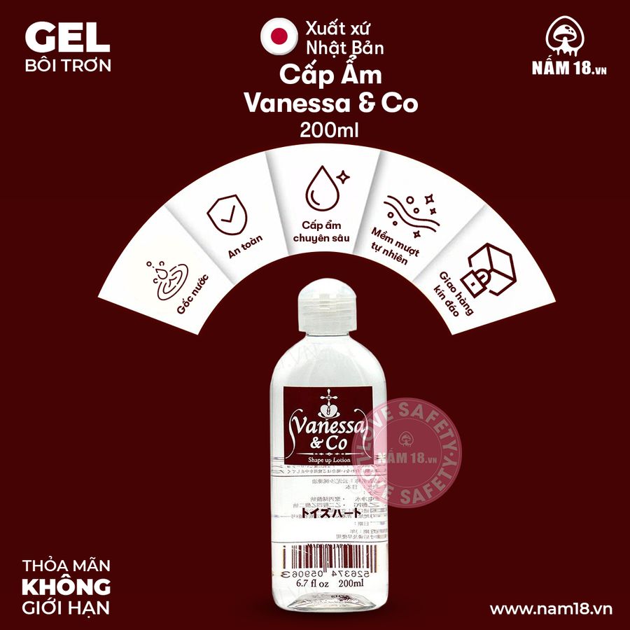 Gel Bôi Trơn Cấp Ẩm Vanessa & Co chính hãng - dịu nhẹ an toàn cho da, dễ rửa sạch, dùng được cho mọi loại da - giao hàng che tên kín đáo