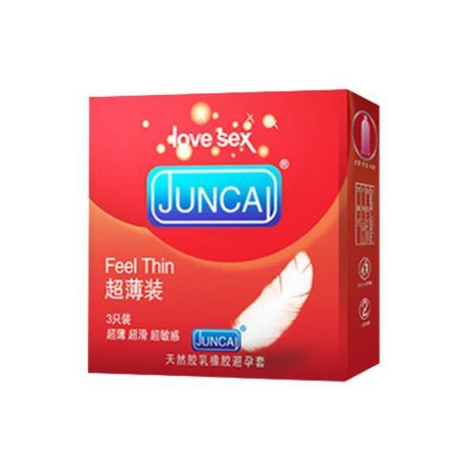Bao cao su JUNCAI 003 Feel Thin siêu mỏng ôm sát cảm giác như thật, bcs nhiều gel bôi trơn cho cuộc yêu, Hộp 3 chiếc