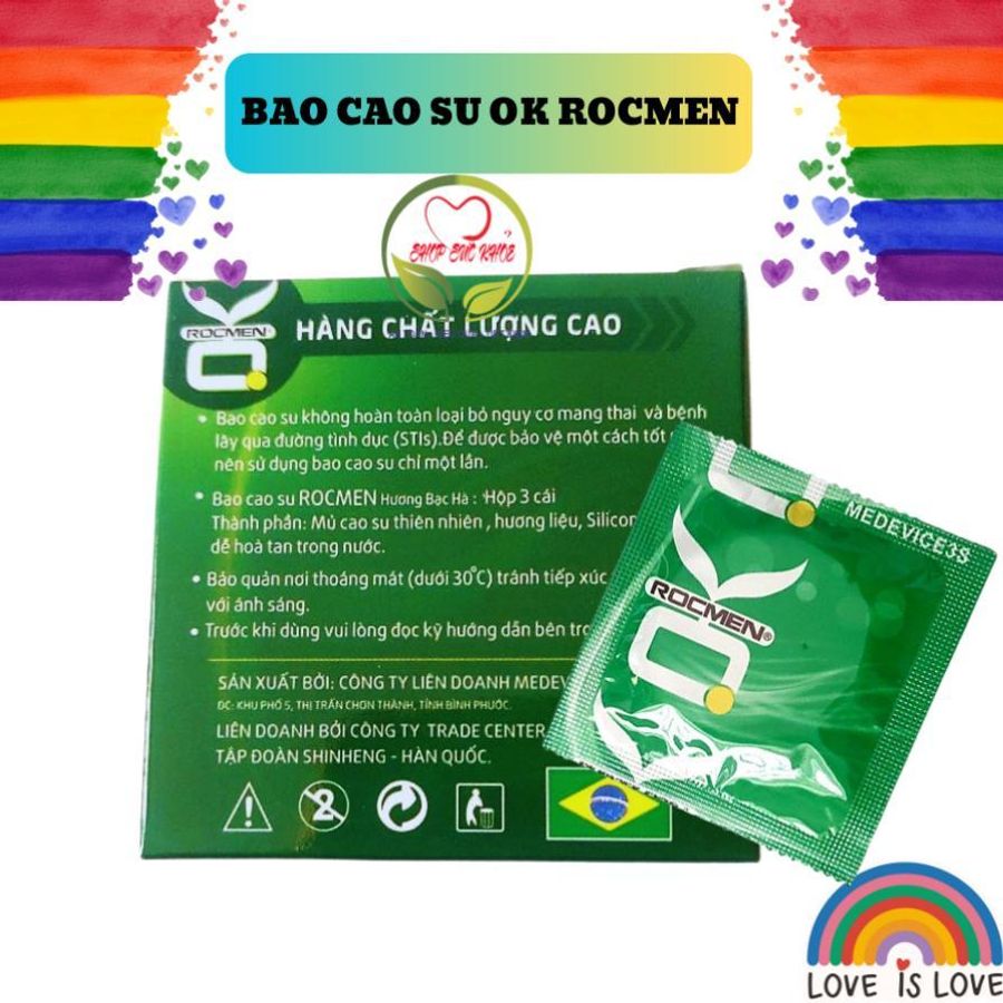 Bao cao su Ok hương Bạc Hà, loại 1 cái bcs lẻ, siêu rẻ an toàn ngừa thai và bảo vệ sức khỏe