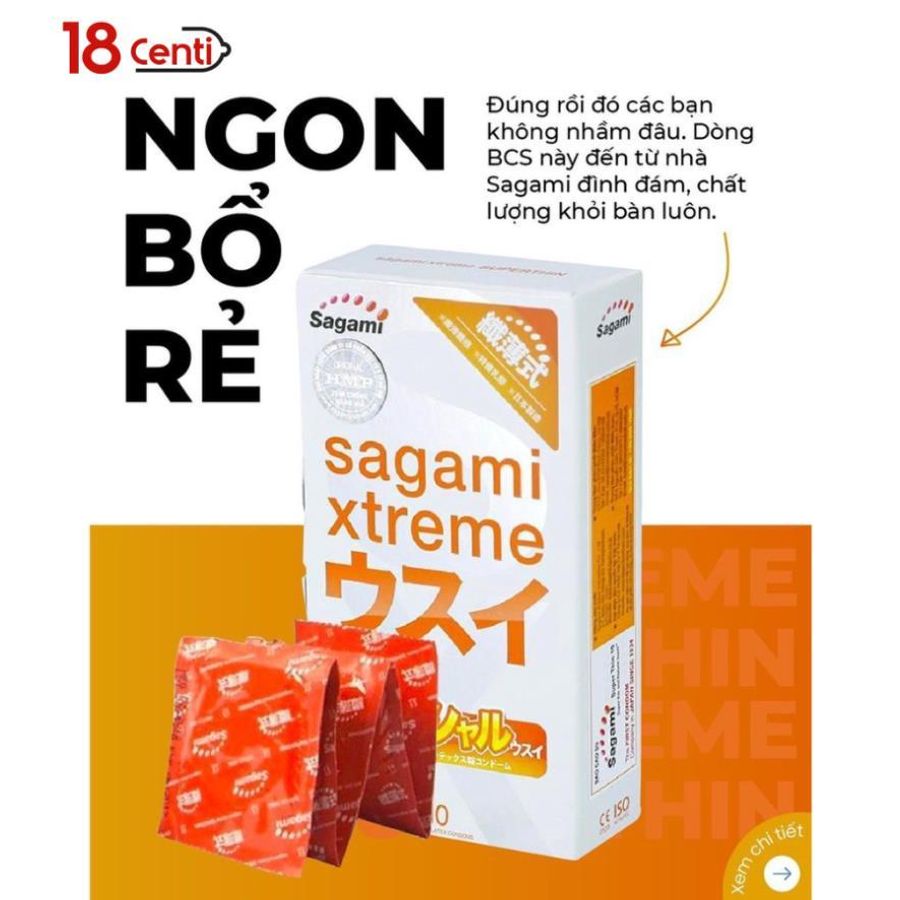 Bao cao su SAGAMI Xtreme Superthin - BCS latex mỏng - kiểu dáng truyền thống - 01 Hộp