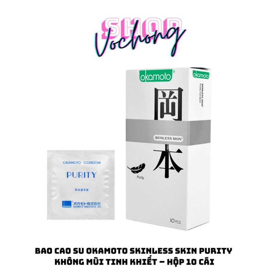 Combo 2 hộp Bao Cao Su Okamoto Skinless Skin Purity Không Mùi Tinh Khiết Hộp 10 Cái