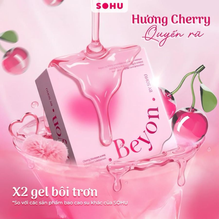 Bao Cao Su Beyon by SOHU Siêu Mỏng Hương Cherry x2 Gel size 52mm