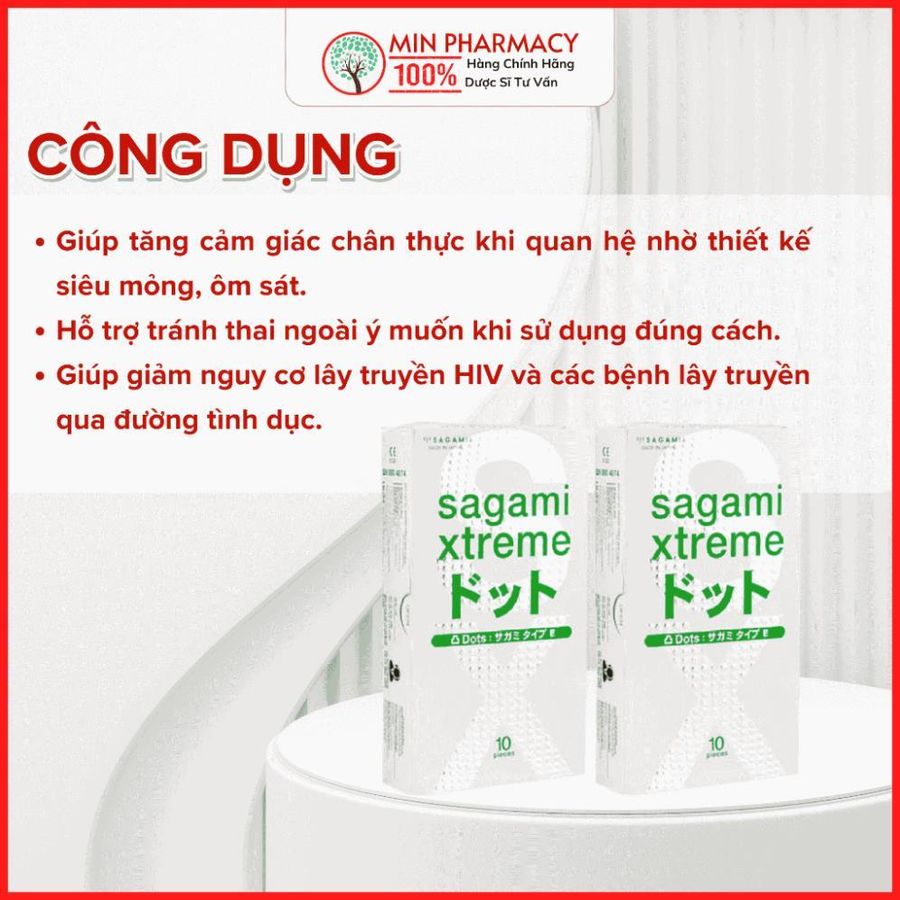 Bao cao su Sagami Xtreme Nhật Bản Siêu mỏng Superthin, Có gân và gai nhỏ White box - Minpharmacy