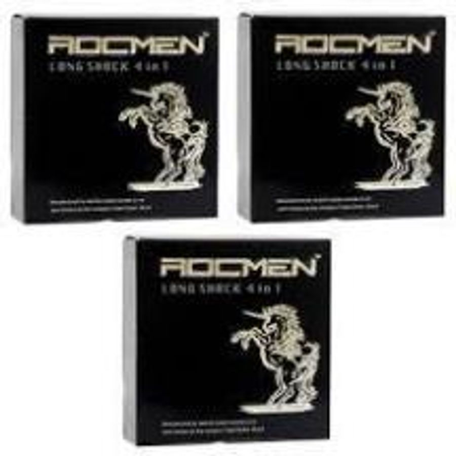 Bao cao su Rocmen đen Long Shock 4 in 1 kéo dài thời gian quan hệ (Hộp 3 cái) HÀNG CHUẨN LOẠI 1
