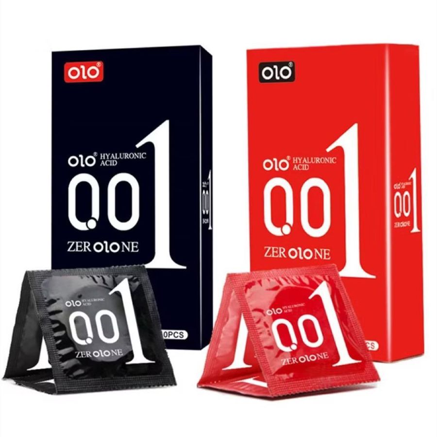 Bao cao su OLO 001 siêu mỏng, nhiều gel bôi trơn - Hộp 10 bao