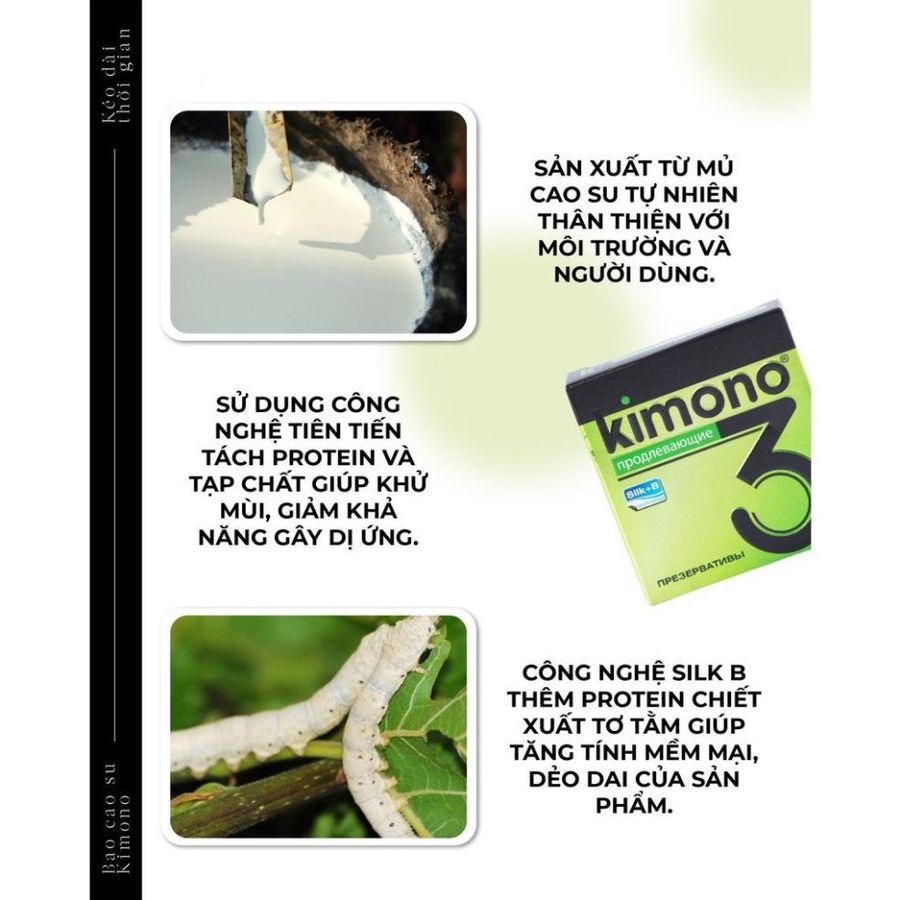 Bao cao su KIMONO xanh lá, bcs siêu mỏng tăng khoái cảm kéo dài thời gian khi quan hệ - chính hãng