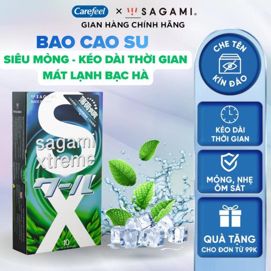 Bao cao su Sagami Xtreme - Superthin - bcs mỏng - kéo dài thời gian - Hộp 10bcs