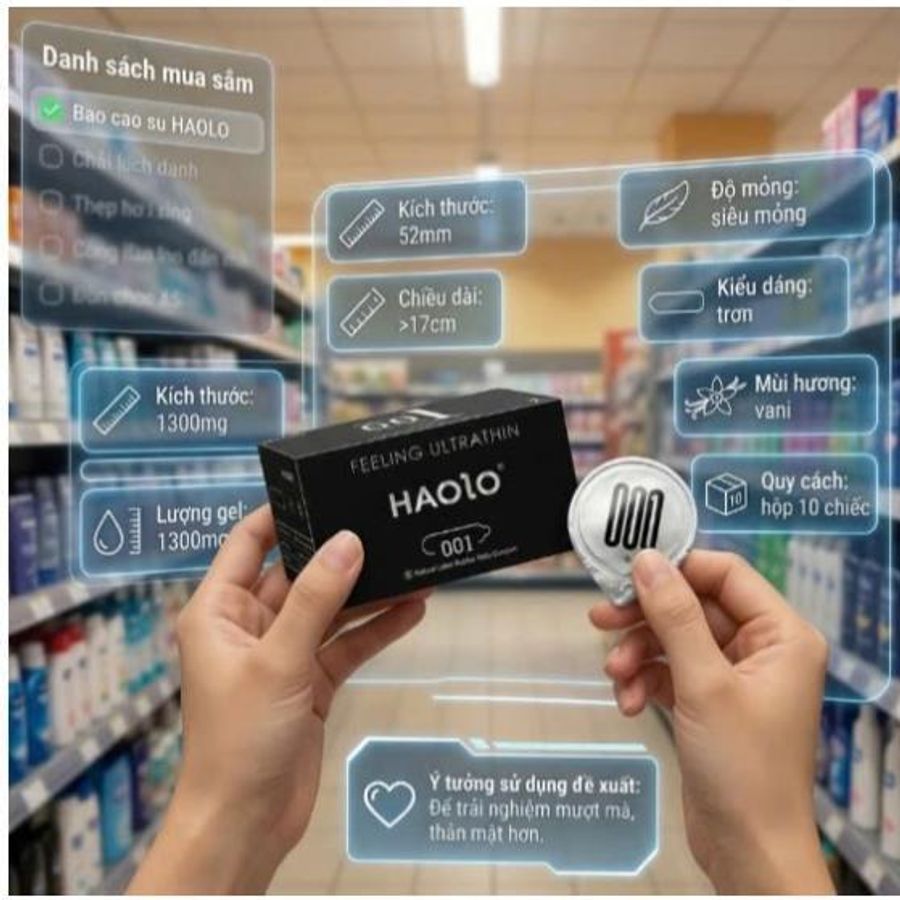 [MUA 1 TẶNG 1] Bao cao su HAOLO siêu mỏng 0.01 bcs gân gai kéo dài thời gian nhiều gel bôi trơn cao cấp