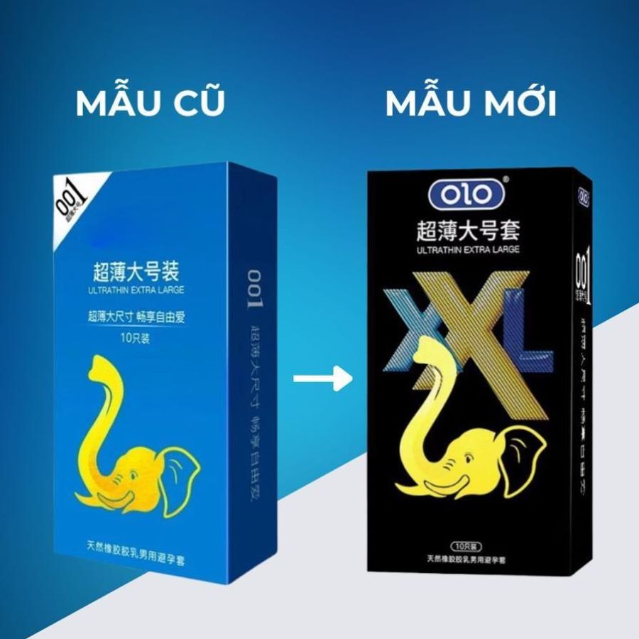 Bao cao su size lớn 55mm XL 001 hộp 10 cái, bcs size lớn siêu mỏng 0.01mm kéo dài thời gian quan hệ