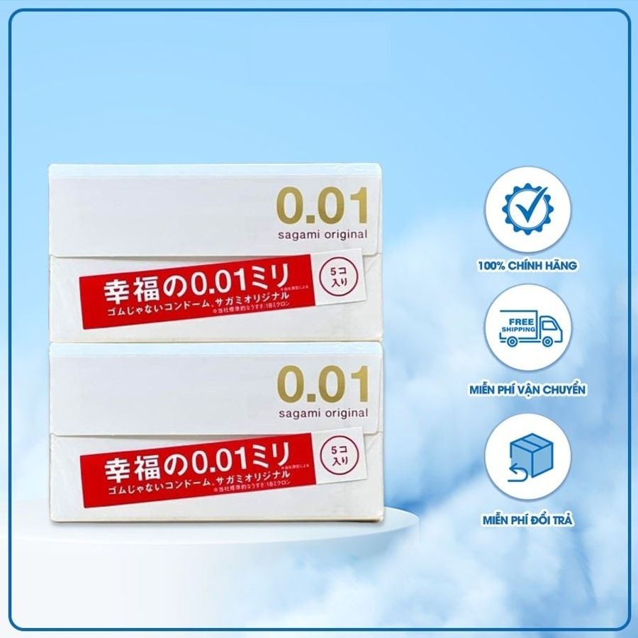Bao cao su Sagami Original 0.01 hộp 5 chiếc - mỏng nhất thế giới