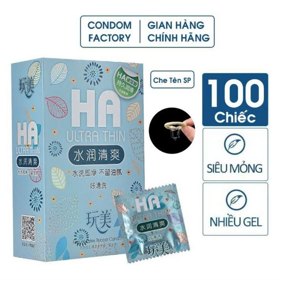 Bao cao su nội địa Trung siêu mỏng nhiều gel bôi trơn Hộp 100 cái