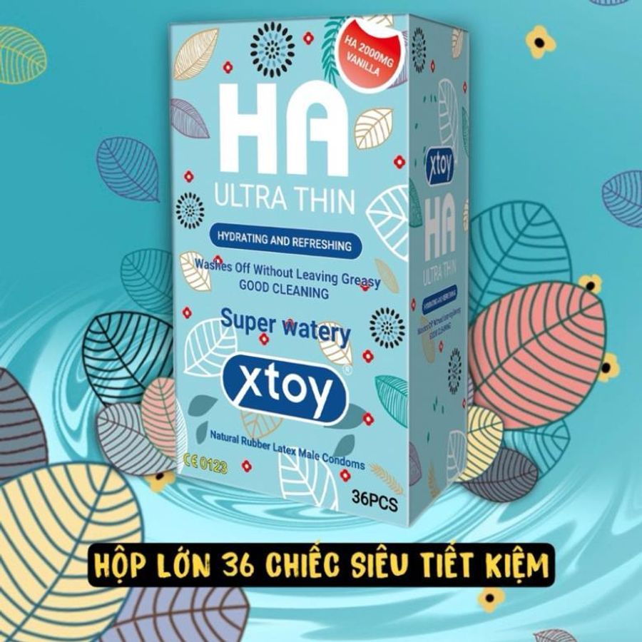 Bao cao su XTOY siêu mỏng, nhiều gel, yêu dài lâu, dưỡng chất Hyaluronic Acid làm se khít - Hộp 10 bcs