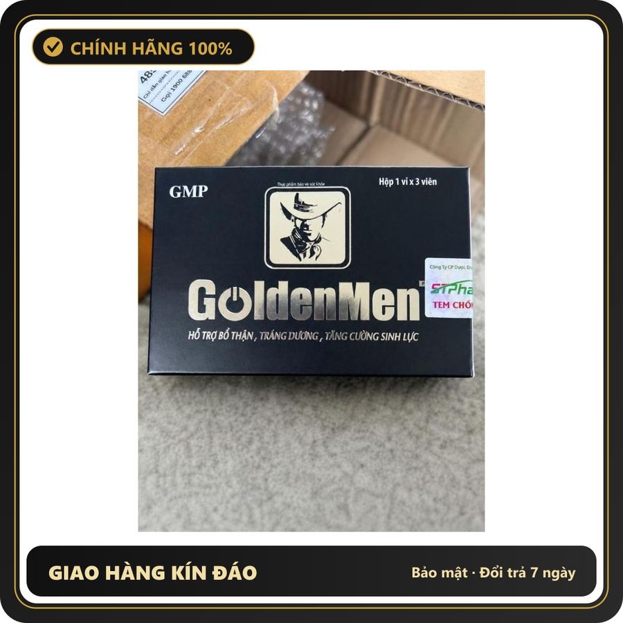 (Che Tên) [CHÍNH HÃNG] Viên Uống Hỗ Trợ Tăng Cường Sinh Lý Nam Giới GOLDEN MEN (Hộp 3 viên) Cao Cấp Bảo Đảm