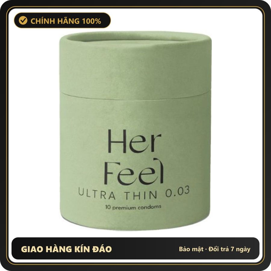 (Che Tên) Bao Cao Su Siêu Mỏng PlayAh! Her Feel Ultra Thin 0.03mm - Hộp 10 Cái - Hàng Mới Về