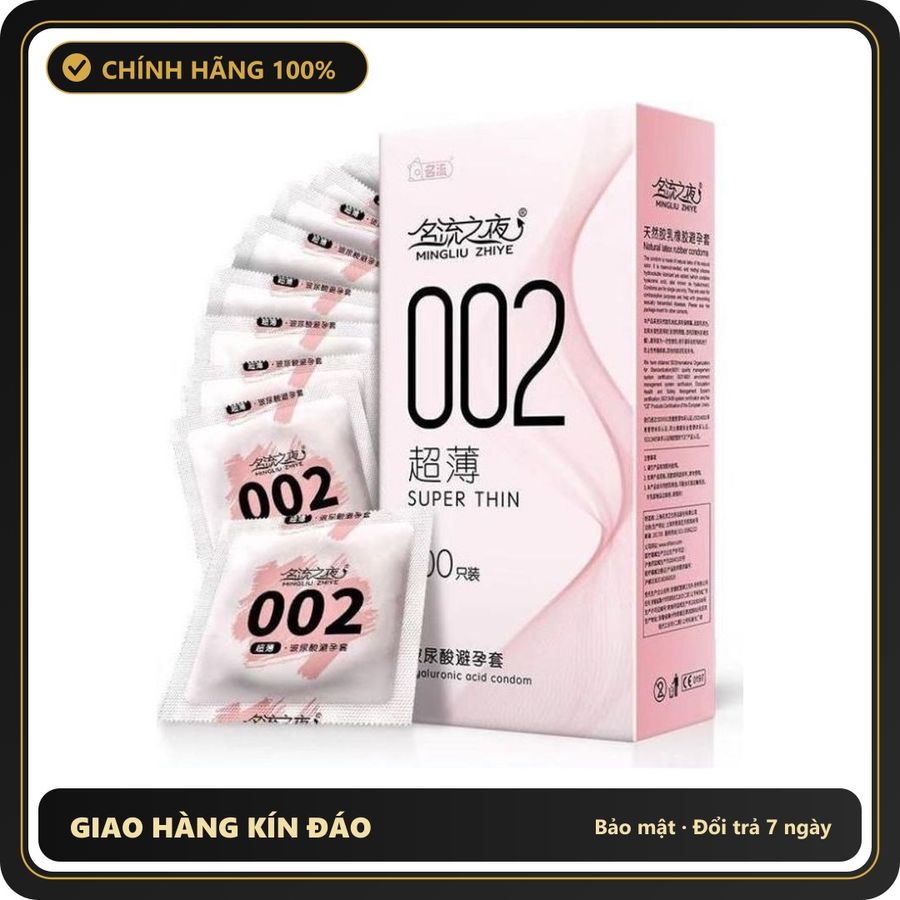 (Che Tên) Bao cao su 002 Nội Địa Trung size 49mm siêu mỏng, nhiều gel bôi trơn - Hộp 100 bao (Có tách lẻ) Cao Cấp Bảo Đảm