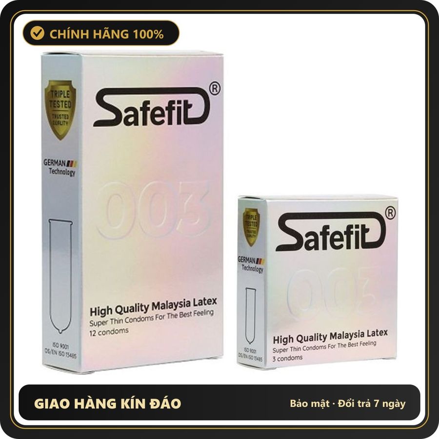 (Che Tên) Bao cao su Safefit Siêu Mỏng 003 hộp 12 cái Giao Nhanh Toàn Quốc