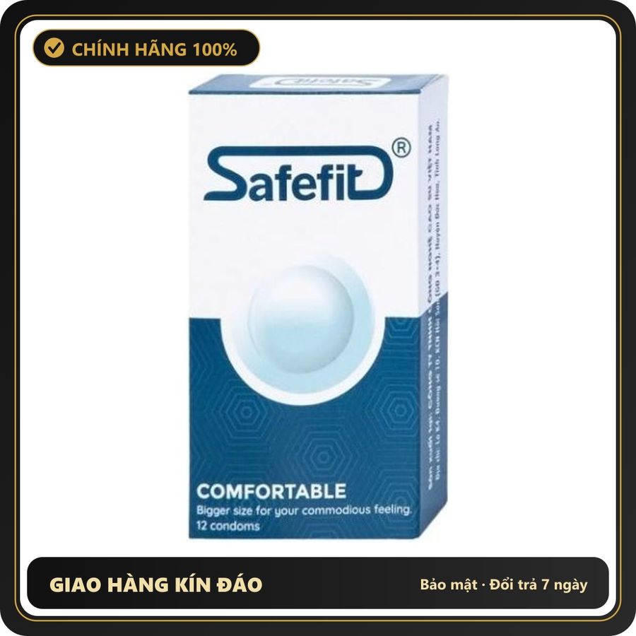 (Che Tên) Bao cao su SafeFit Comfortable S52, siêu mỏng, chống xuất tinh sớm, kéo dài thời gian quan hệ Cao Cấp Bảo Đảm