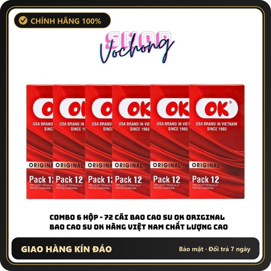 (Che Tên) Bao cao su OK Original hộp 12 cái bao cao su OK đỏ giá rẻ - HÀNG VIỆT NAM CHẤT LƯỢNG CAO - Hàng Mới Về