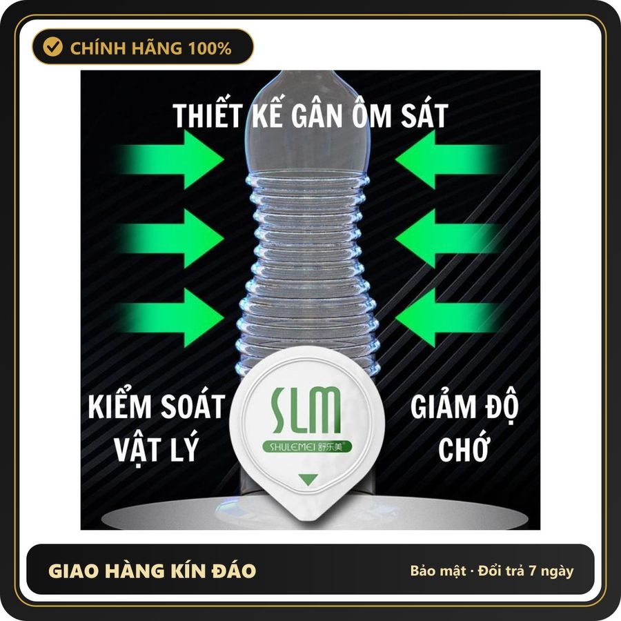 (Che Tên) Bao cao su kéo dài thời gian có gai SLM Energy Lasting siêu mỏng 001mm size 52mm hộp 10 bao Hỗ Trợ 24/7